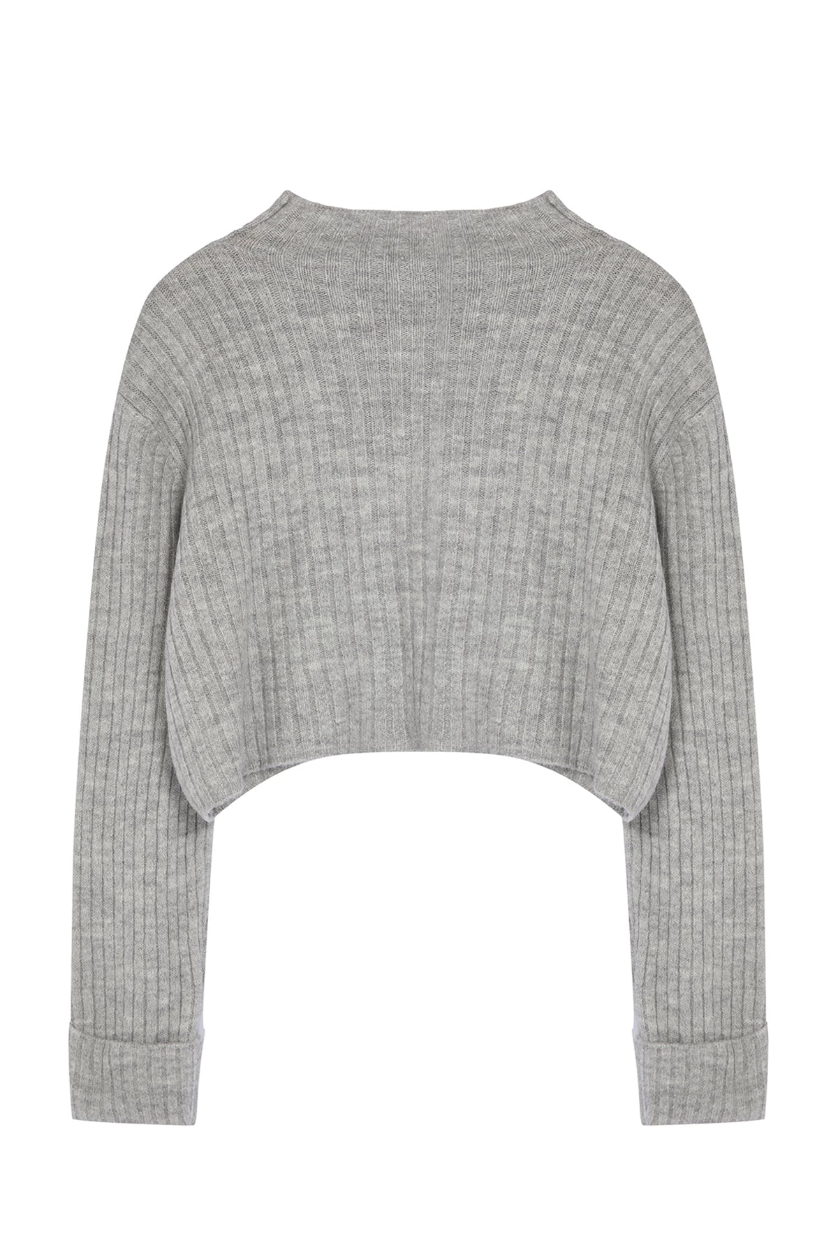 Gri Crop Yumuşak Dokulu Dik Yaka Triko Hırka TWOAW22HI0174