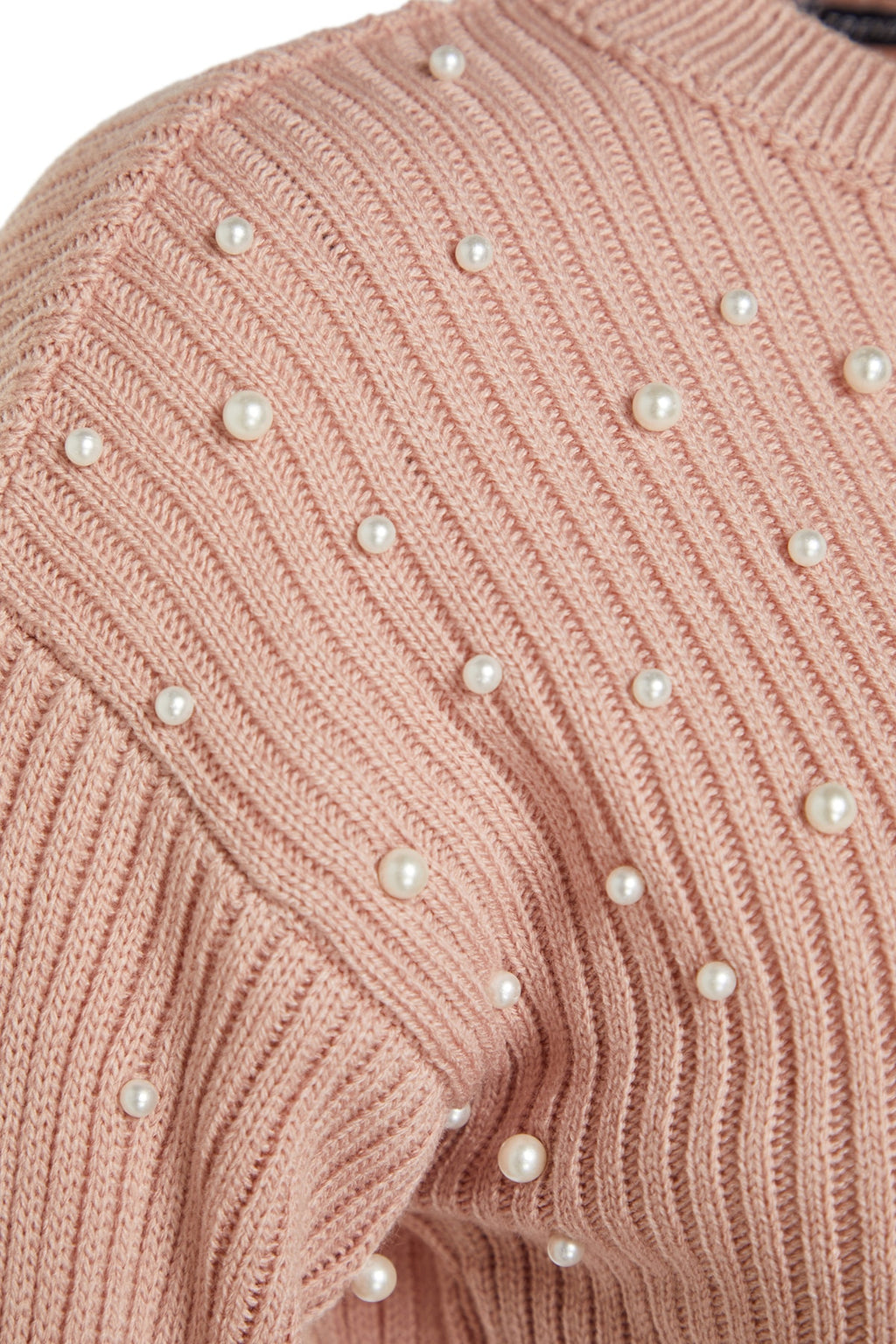 Pudra İnci Detaylı Bisiklet Yaka Triko Kazak TWOAW22KZ1493