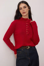 Kırmızı Yaka Detaylı Yumuşak Dokulu Triko Kazak TWOAW26KZ00221