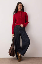 Kırmızı Yaka Detaylı Yumuşak Dokulu Triko Kazak TWOAW26KZ00221