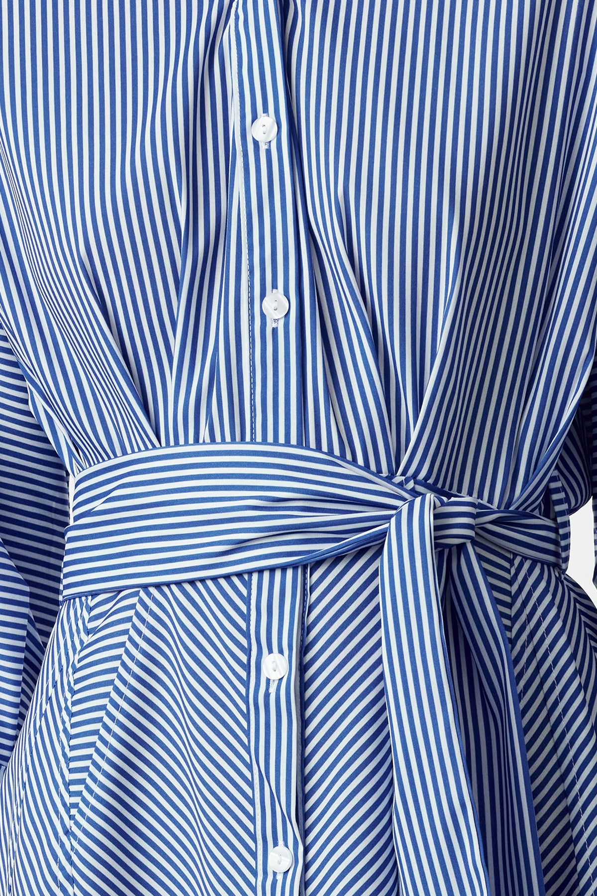 Mavi Kuşaklı Çizgili Mini Dokuma Gömlek Elbise TWOAW25EL00154 Secondary image