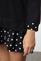 Siyah Selanik Dik Yaka Puantiyeli Mini Örme Elbise TWOAW25EL00282