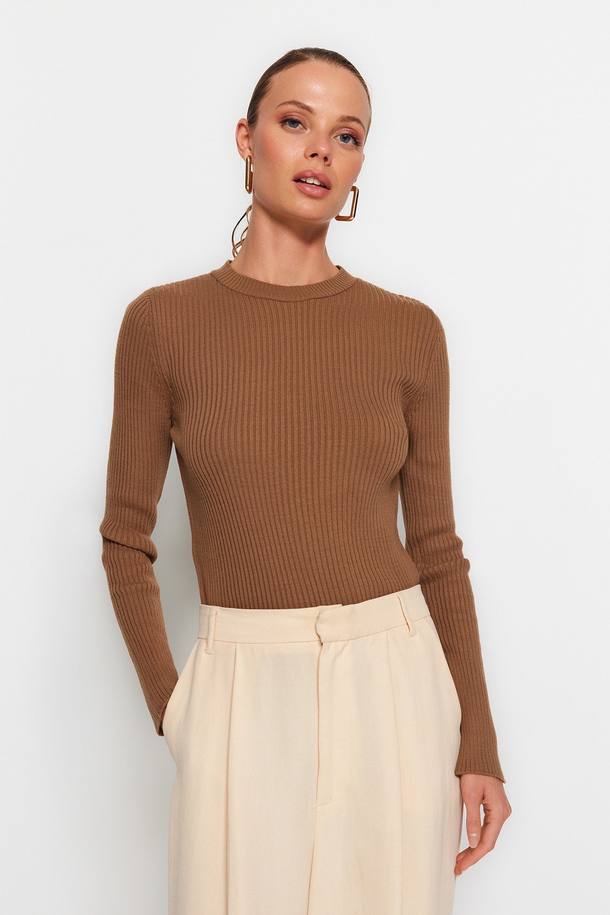 Kahverengi-Taş İkili Paket Triko Kazak TWOAW22KZ1766 Secondary image