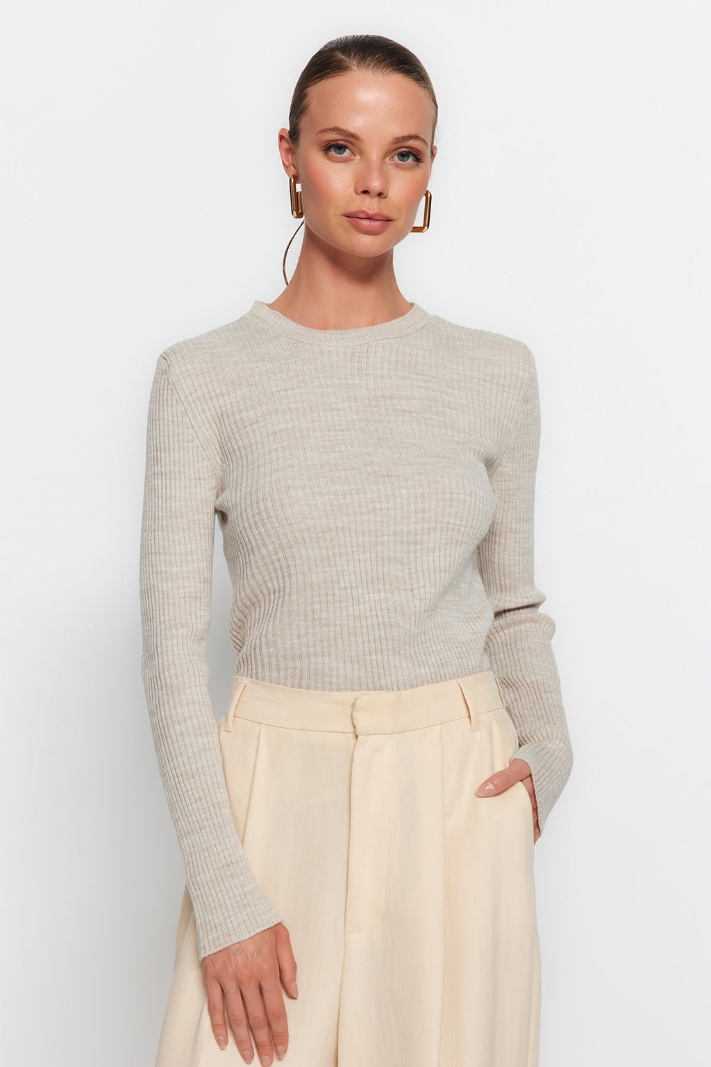 Kahverengi-Taş İkili Paket Triko Kazak TWOAW22KZ1766