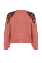 Kiremit Yumuşak Dokulu Parlak Sim İşlemeli Triko Hırka TWOAW25HI00005