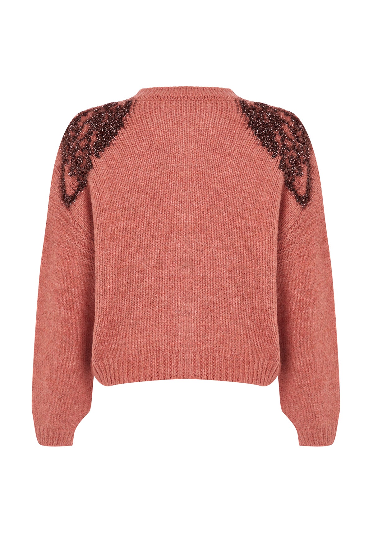 Kiremit Yumuşak Dokulu Parlak Sim İşlemeli Triko Hırka TWOAW25HI00005