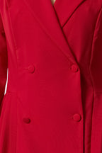 Kırmızı Piliseli Mini Dokuma Ceket Elbise TWOAW24EL00295