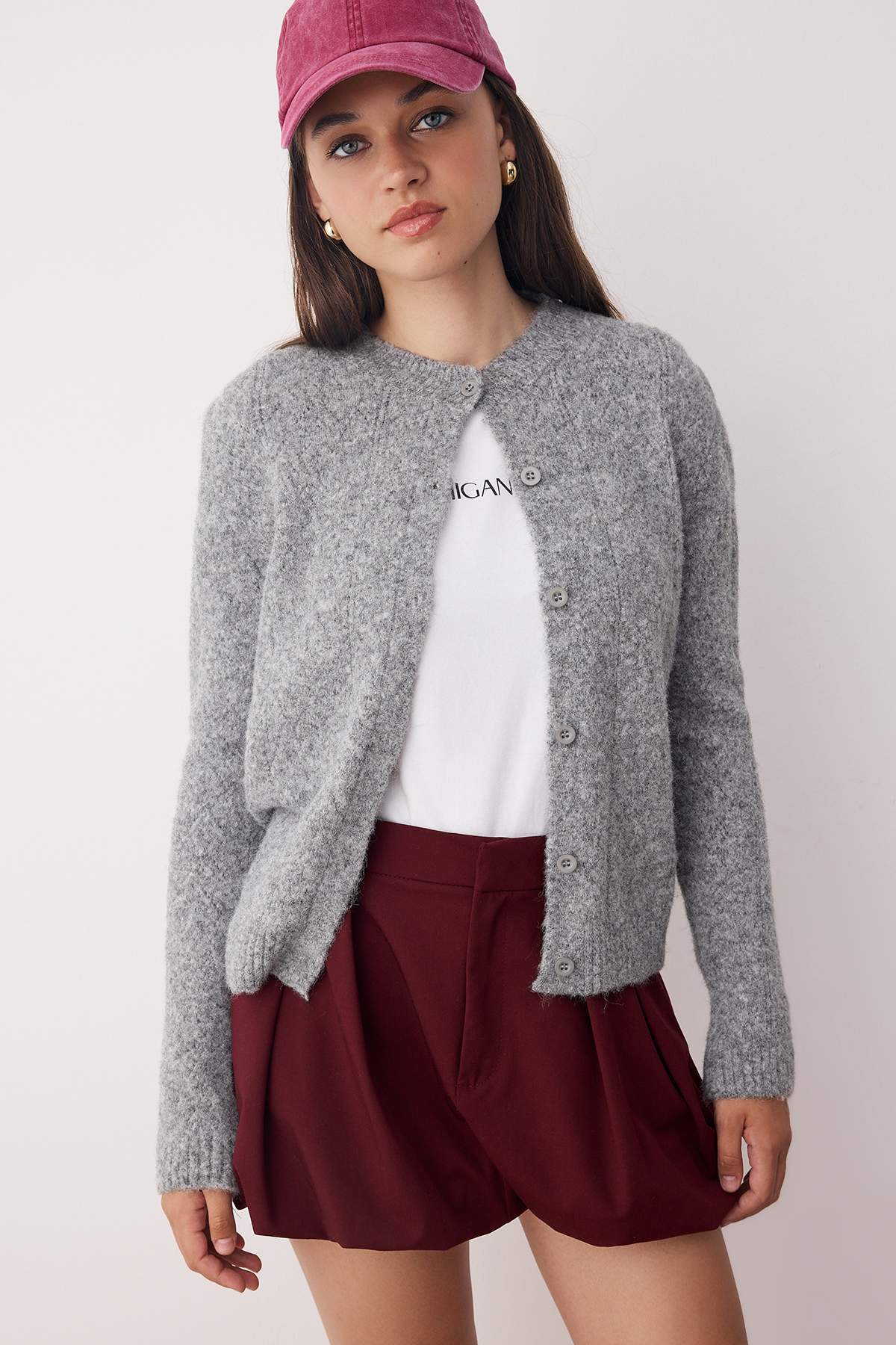 Koyu Gri Örgü Detaylı Yumuşak Dokulu Triko Hırka TWOAW26HI00018 Main image