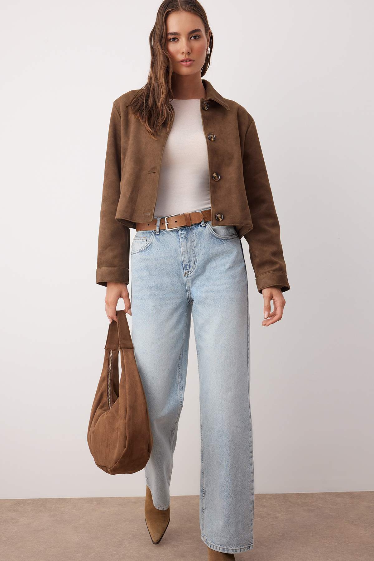 Açık Mavi-6001  Yüksek Bel Wide Leg Jeans TWOAW24JE00074 Main image