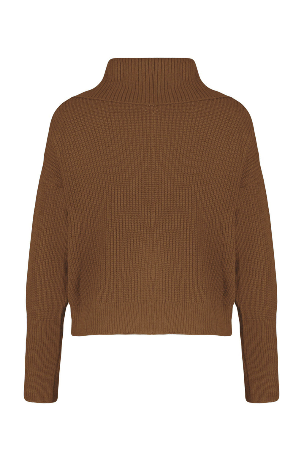 Açık Kahverengi Geniş Kalıp Devrik Yaka Fermuarlı Triko Hırka TWOAW24HI00072