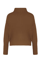 Açık Kahverengi Geniş Kalıp Devrik Yaka Fermuarlı Triko Hırka TWOAW24HI00072