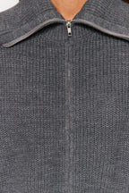 Antrasit Geniş Kalıp Devrik Yaka Fermuarlı Triko Hırka TWOAW24HI00072