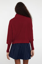 Bordo Geniş Kalıp Devrik Yaka Fermuarlı Triko Hırka TWOAW24HI00072