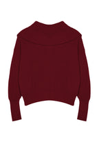 Bordo Geniş Kalıp Devrik Yaka Fermuarlı Triko Hırka TWOAW24HI00072