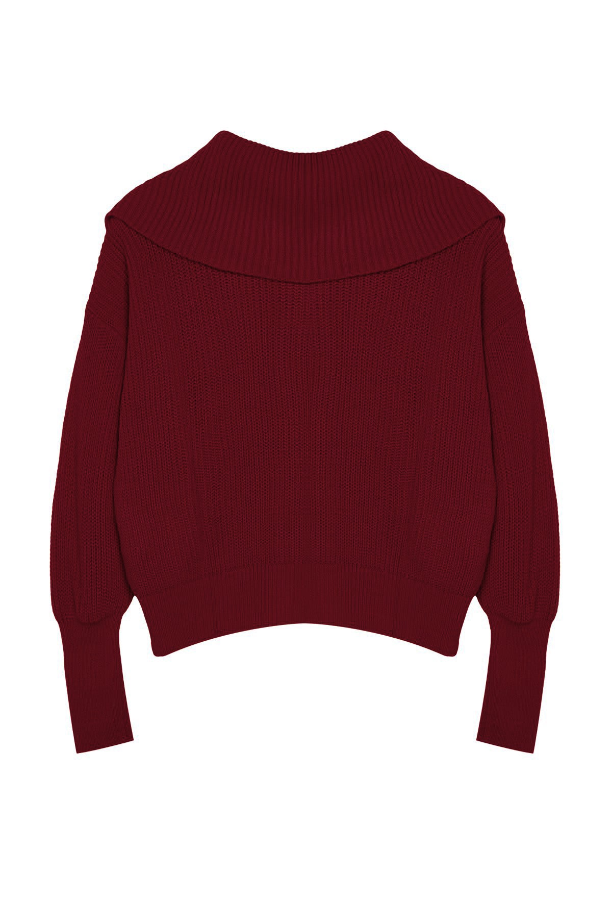 Bordo Geniş Kalıp Devrik Yaka Fermuarlı Triko Hırka TWOAW24HI00072