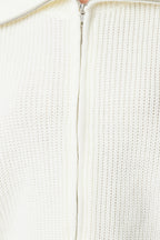 Ekru Geniş Kalıp Devrik Yaka Fermuarlı Triko Hırka TWOAW24HI00072