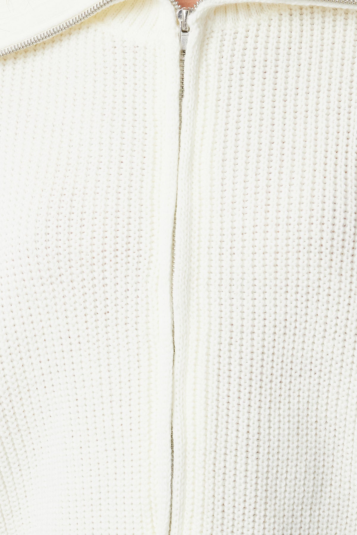 Ekru Geniş Kalıp Devrik Yaka Fermuarlı Triko Hırka TWOAW24HI00072