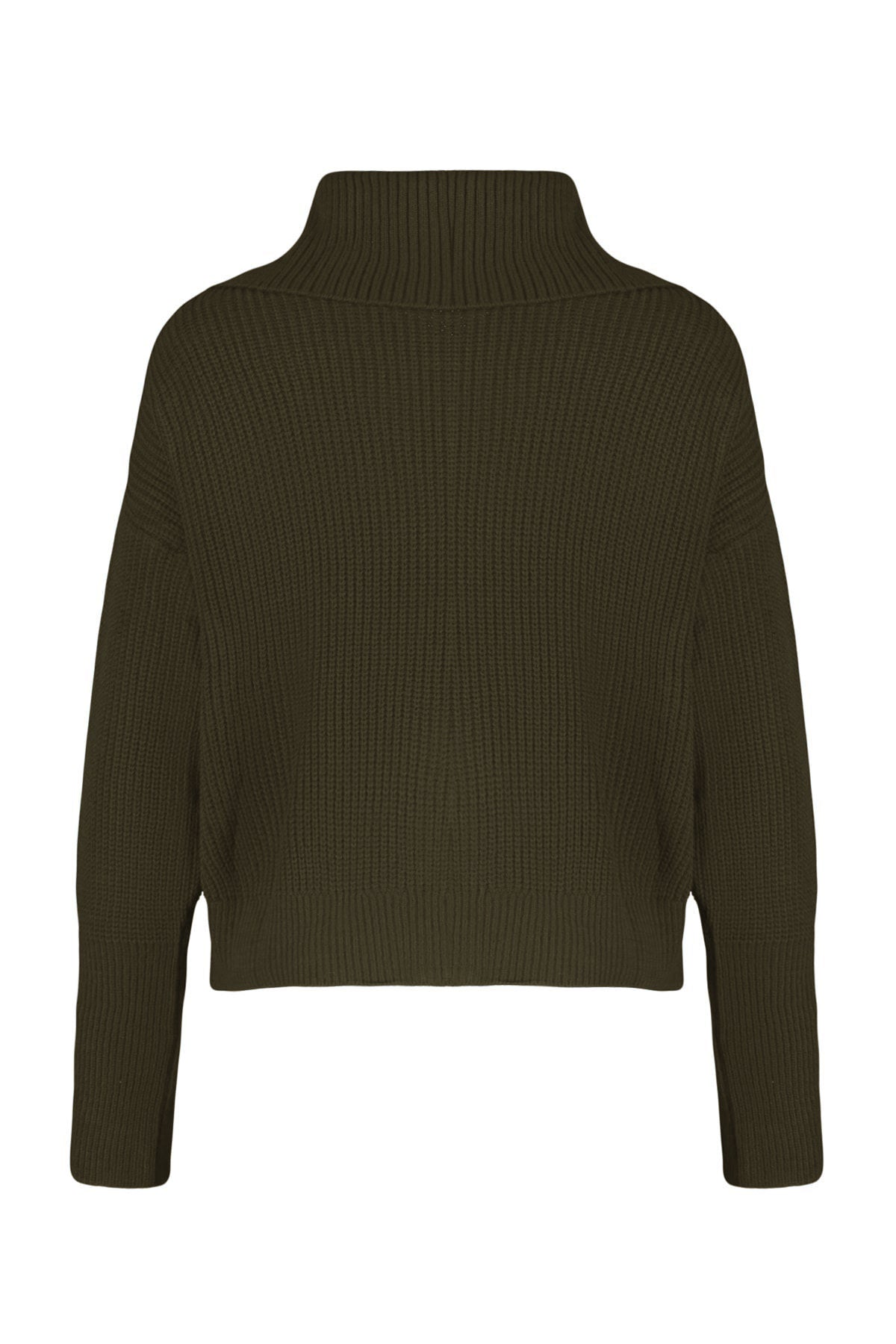 Haki Geniş Kalıp Devrik Yaka Fermuarlı Triko Hırka TWOAW24HI00072