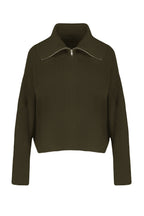 Haki Geniş Kalıp Devrik Yaka Fermuarlı Triko Hırka TWOAW24HI00072