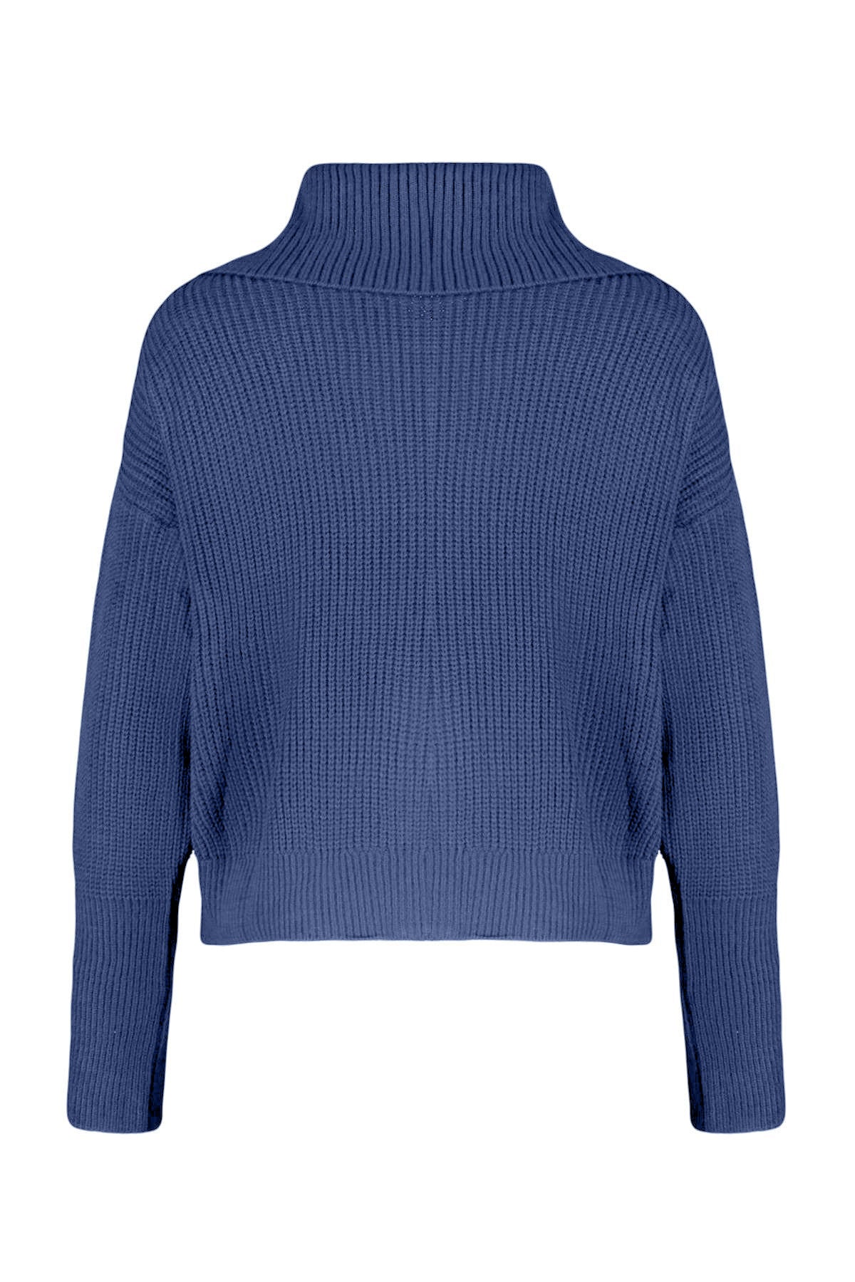 Indigo Geniş Kalıp Devrik Yaka Fermuarlı Triko Hırka TWOAW24HI00072