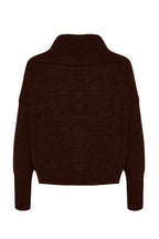 Koyu Kahverengi Geniş Kalıp Devrik Yaka Fermuarlı Triko Hırka TWOAW24HI00072