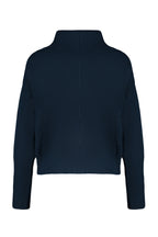 Lacivert Geniş Kalıp Devrik Yaka Fermuarlı Triko Hırka TWOAW24HI00072