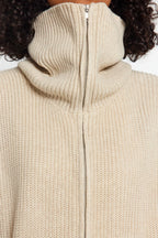 Taş Geniş Kalıp Devrik Yaka Fermuarlı Triko Hırka TWOAW24HI00072