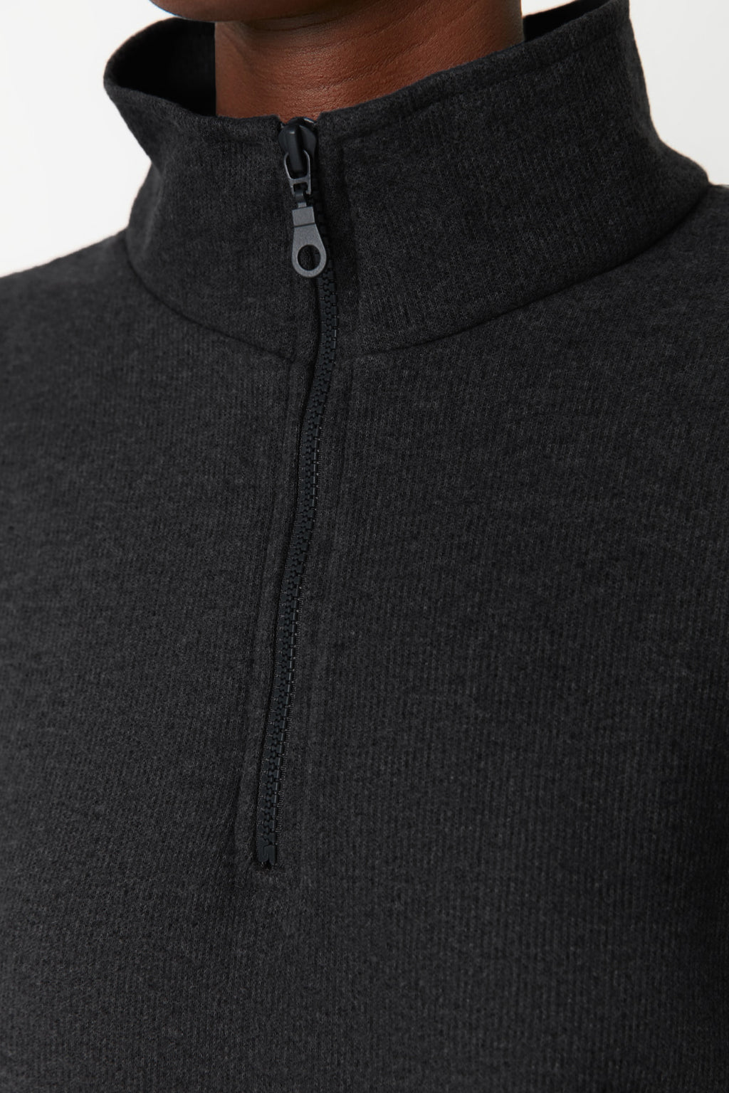 Antrasit Selanik/Triko Görünümlü Fermuarlı Yaka Regular/Normal Kalıp Örme Sweatshirt TWOAW22SW0732