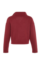 Bordo Selanik/Triko Görünümlü Fermuarlı Yaka Regular/Normal Kalıp Örme Sweatshirt TWOAW22SW0732