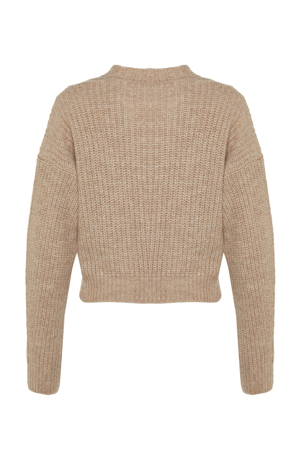 Limited Edition Bej Yumuşak Dokulu Kurdele/Fiyonk Detaylı Saç Örgü Triko Kazak TWOAW22KZ1947