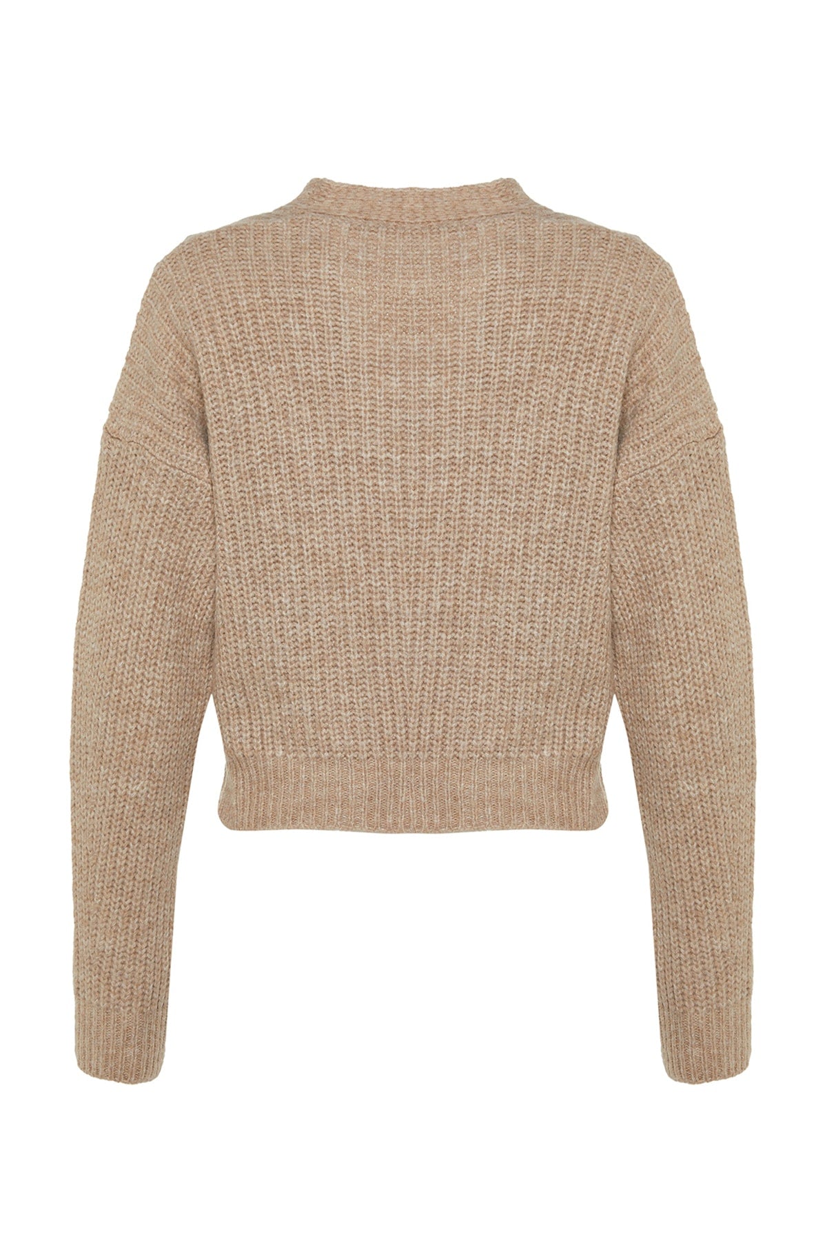 Limited Edition Bej Yumuşak Dokulu Kurdele/Fiyonk Detaylı Saç Örgü Triko Kazak TWOAW22KZ1947