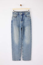 Açık Mavi Yüksek Bel YENİ MOM %100 Pamuk Non-Stretch Jeans TWOAW26JE00273