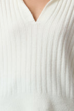 Ekru Yumuşak Dokulu Polo Yaka Triko Kazak TWOAW24KZ00678