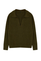 Haki Yumuşak Dokulu Polo Yaka Triko Kazak TWOAW24KZ00678