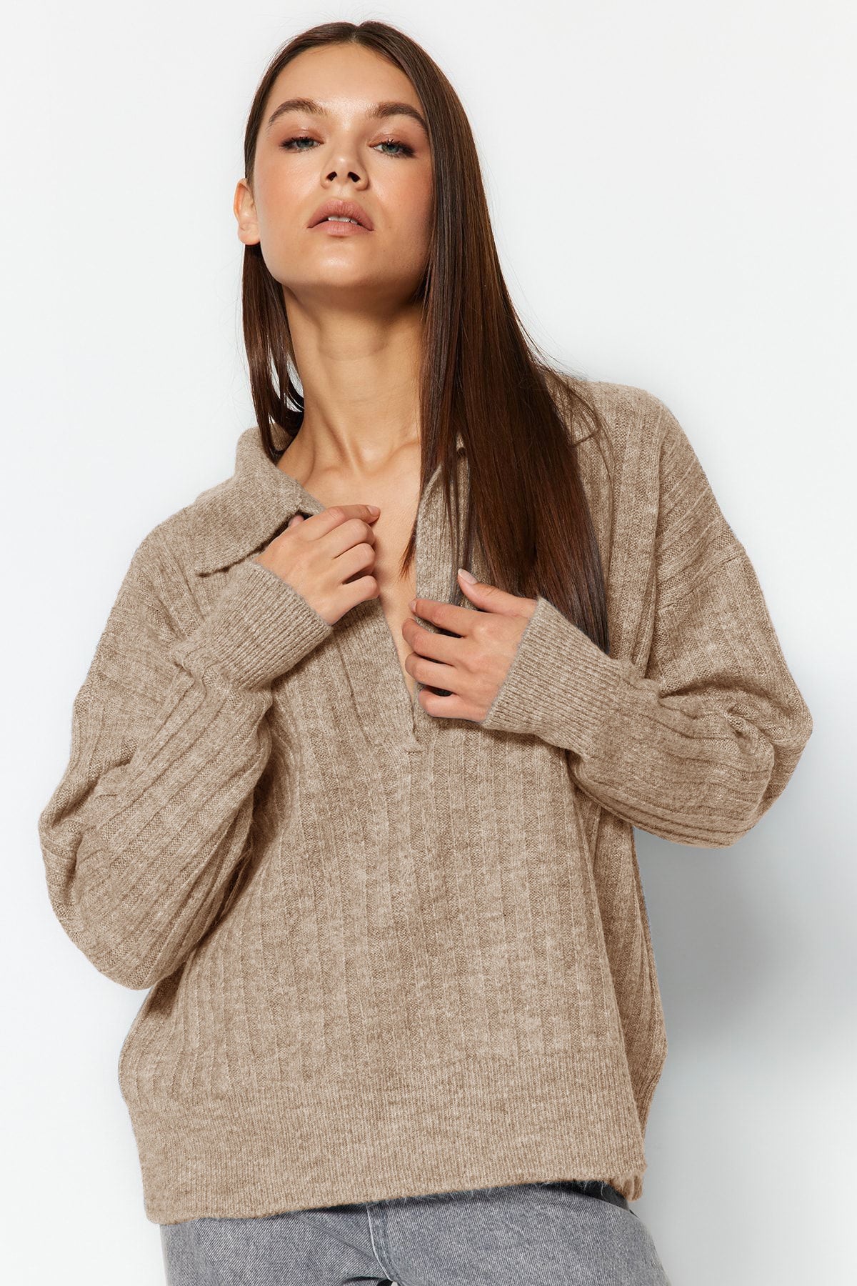 Vizon Yumuşak Dokulu Polo Yaka Triko Kazak TWOAW24KZ00678 Main image