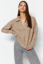 Vizon Yumuşak Dokulu Polo Yaka Triko Kazak TWOAW24KZ00678