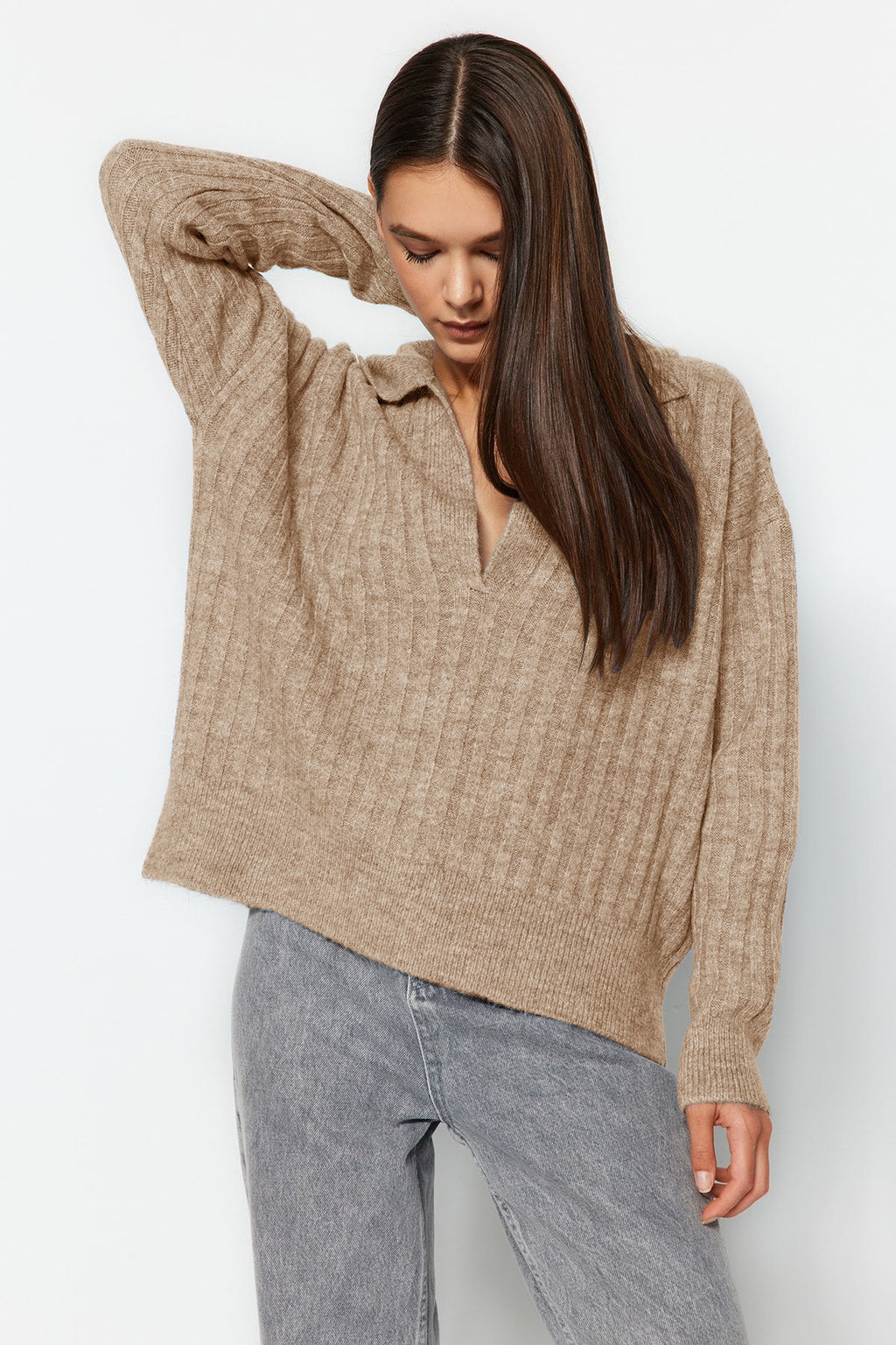 Vizon Yumuşak Dokulu Polo Yaka Triko Kazak TWOAW24KZ00678