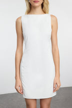 Beyaz A Kesim Mini Astarlı Dokuma Elbise TWOAW25EL00192