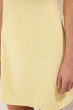 Sarı A Kesim Mini Astarlı Dokuma Elbise TWOAW25EL00192