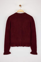 Bordo Düğme Detaylı Yumuşak Dokulu Triko Hırka TWOAW26HI00038