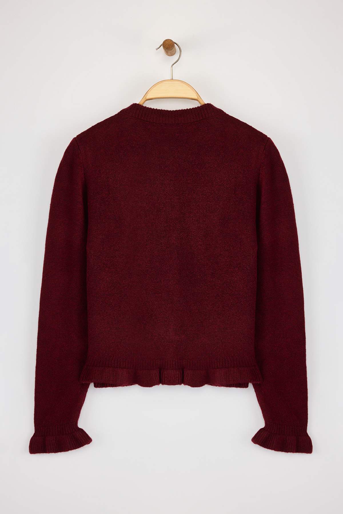 Bordo Düğme Detaylı Yumuşak Dokulu Triko Hırka TWOAW26HI00038