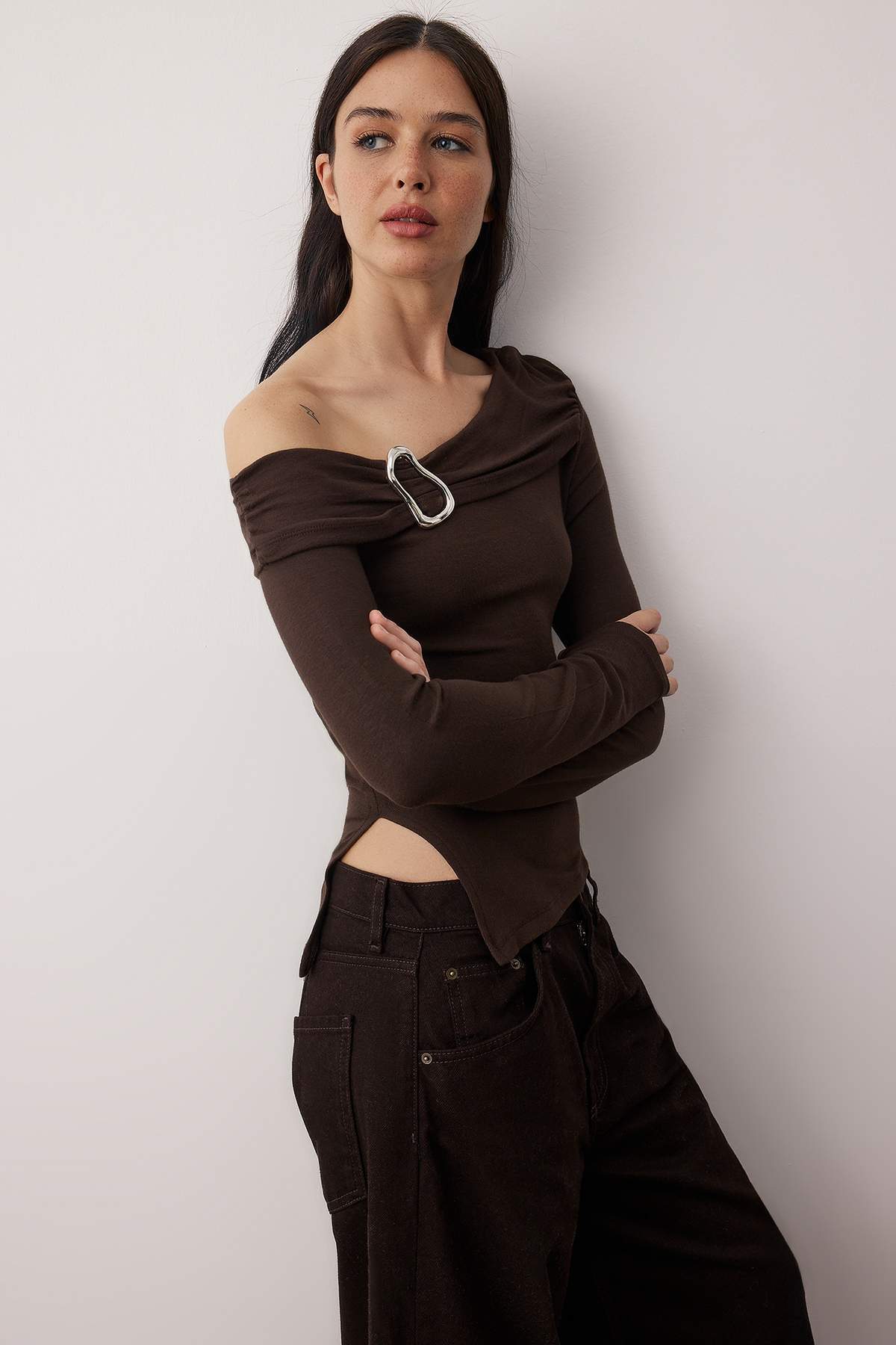 Kahverengi Örme Bluz TWOAW26BZ00121 Secondary image