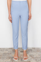 Açık Mavi Cigarette Kalıp Pensli Yüksek Bel Bilek Boy Dokuma Kumaş Pantolon TWOSS20PL0515