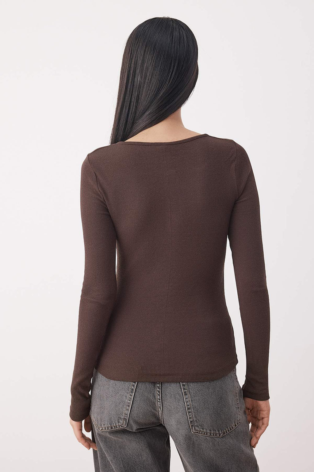 Açık Kahverengi Çıtçıtlı Fitted/Vücuda Oturan Fitilli Esnek Örme Bluz TWOAW25BZ00080