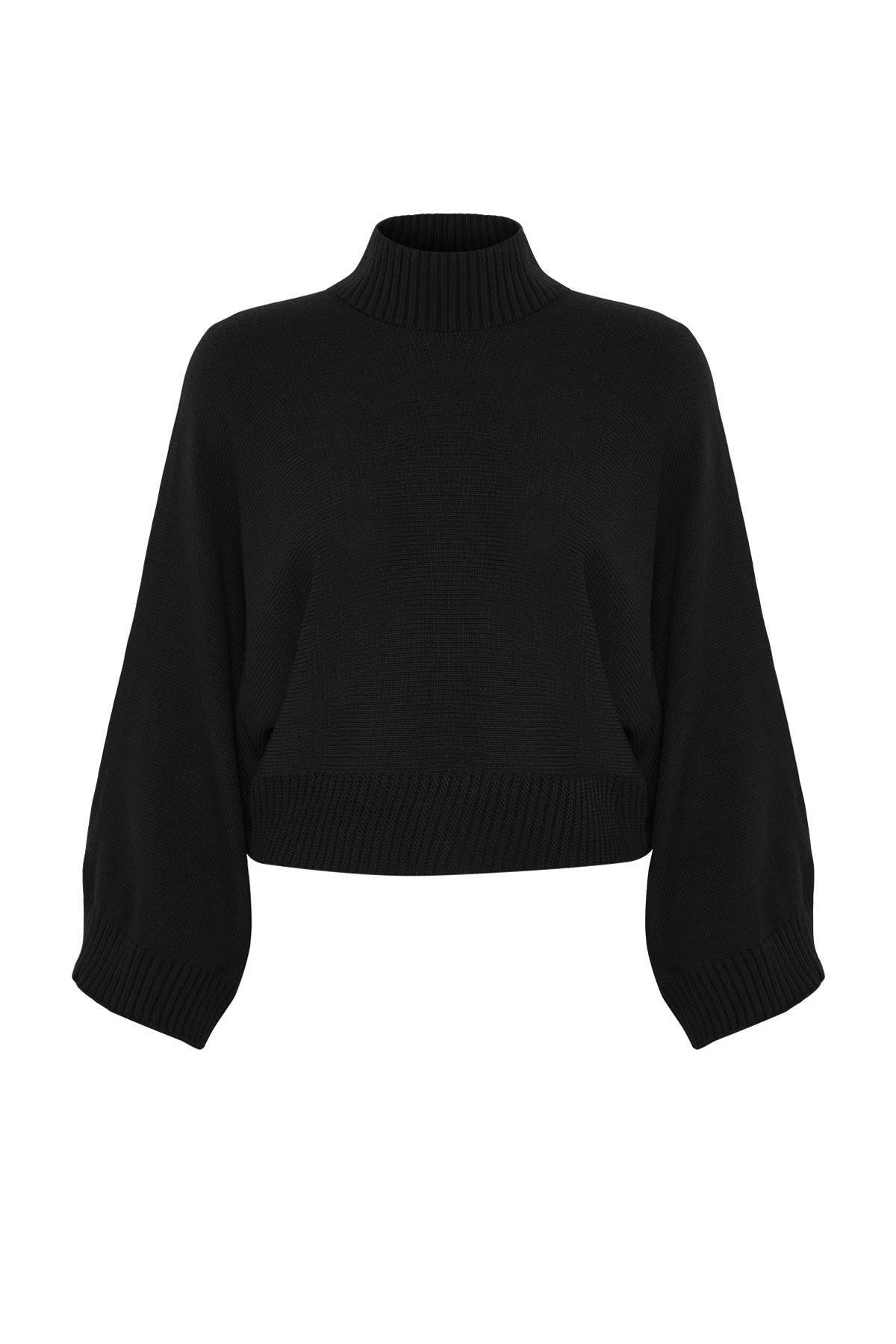 Siyah Geniş Kalıp İspanyol Kol Triko Kazak TWOAW23KZ01838 Main image