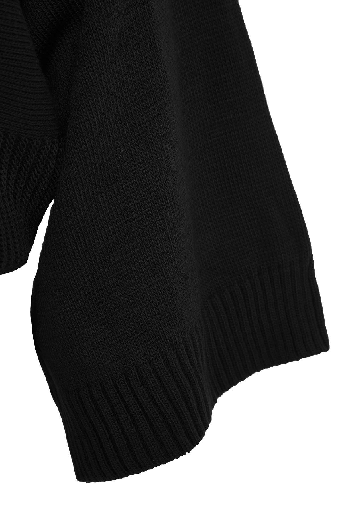 Siyah Geniş Kalıp İspanyol Kol Triko Kazak TWOAW23KZ01838 Secondary image