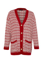 Kırmızı Geniş Kalıp Tekstüre Simli Triko Hırka TWOAW21HI0250