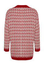 Kırmızı Geniş Kalıp Tekstüre Simli Triko Hırka TWOAW21HI0250