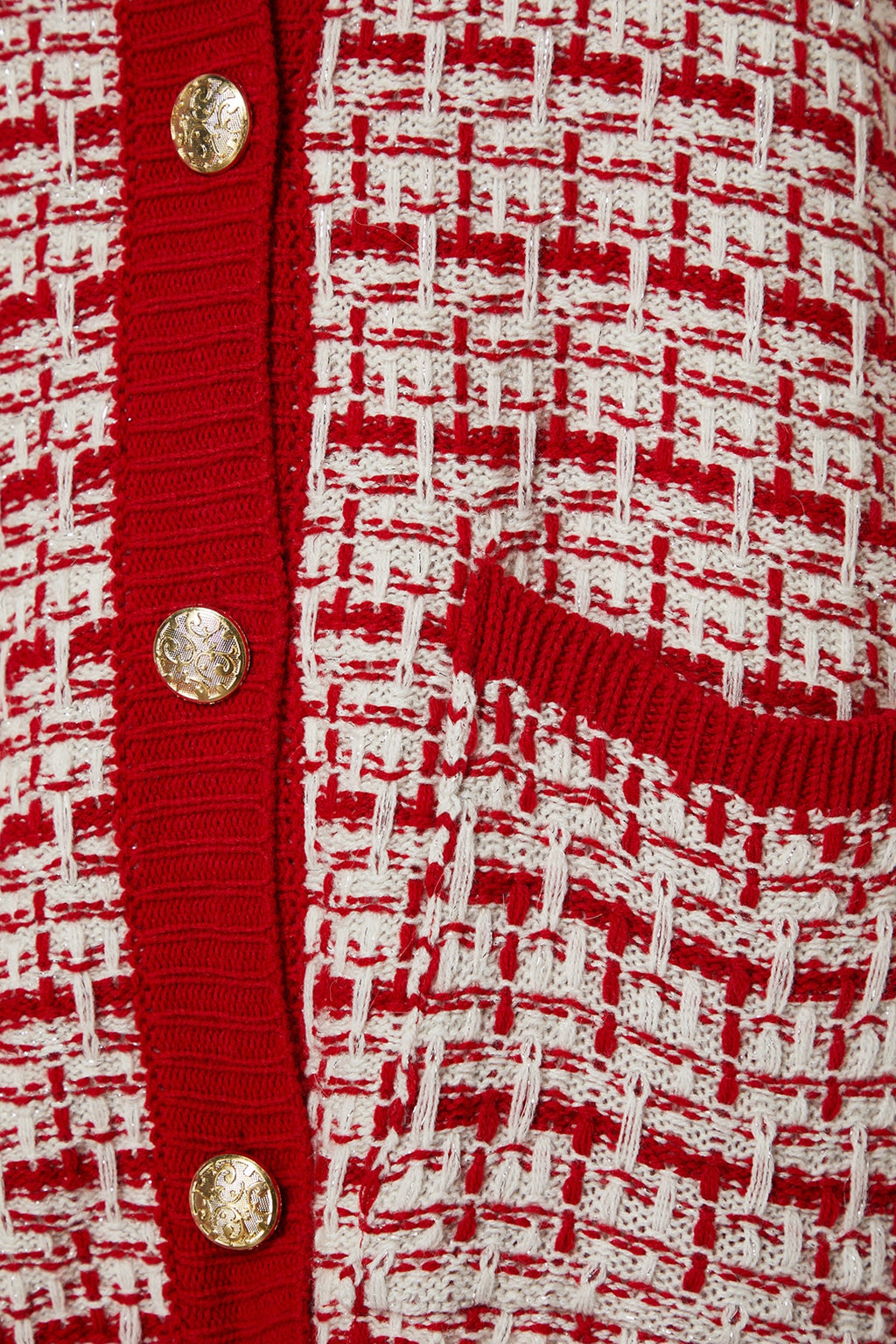 Kırmızı Geniş Kalıp Tekstüre Simli Triko Hırka TWOAW21HI0250