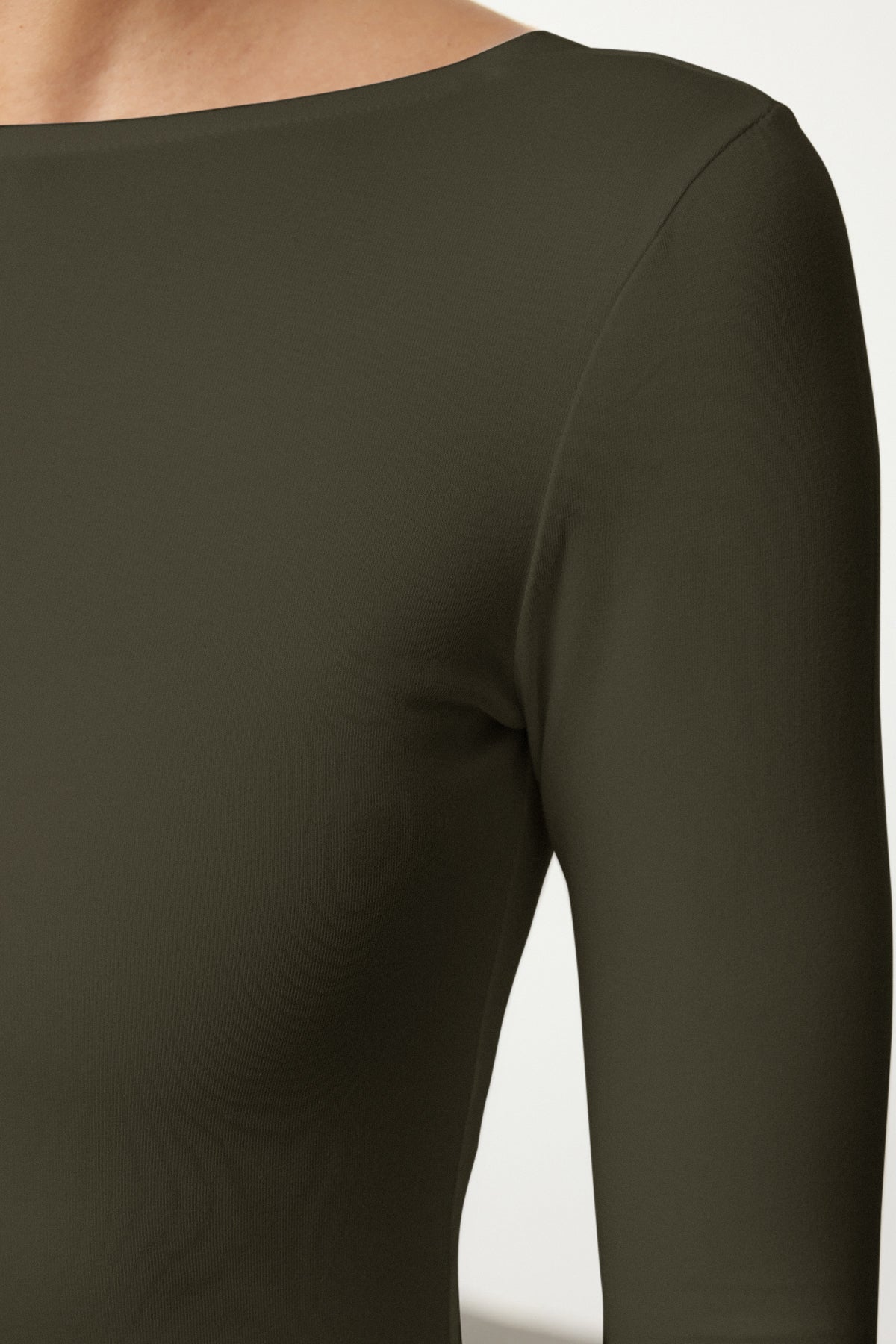 Haki Pamuklu Esnek Sırt Dekolteli Fitted/Vücuda Oturan Esnek Bluz TWOAW24BZ00160